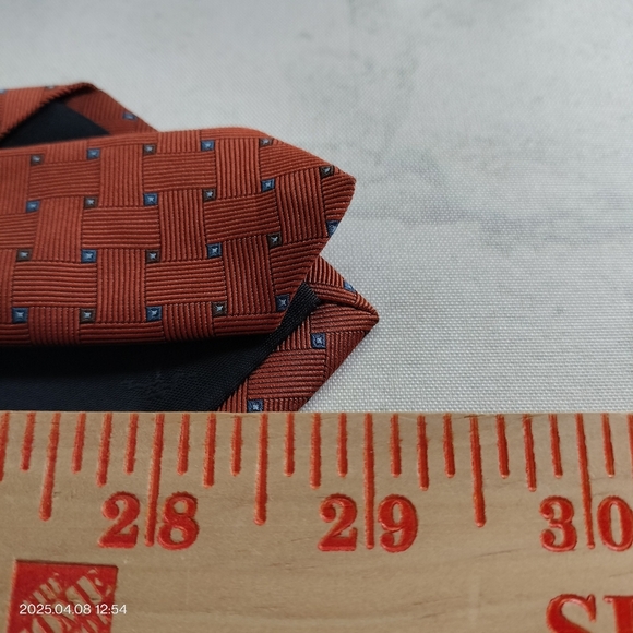 Brooks Brothers Tie Necktie Rust Brown Blue Geometric Weave Men's Silk TAG - Picture 6 of 8
